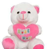 Orso "Love You" peluche - bianco e rosa